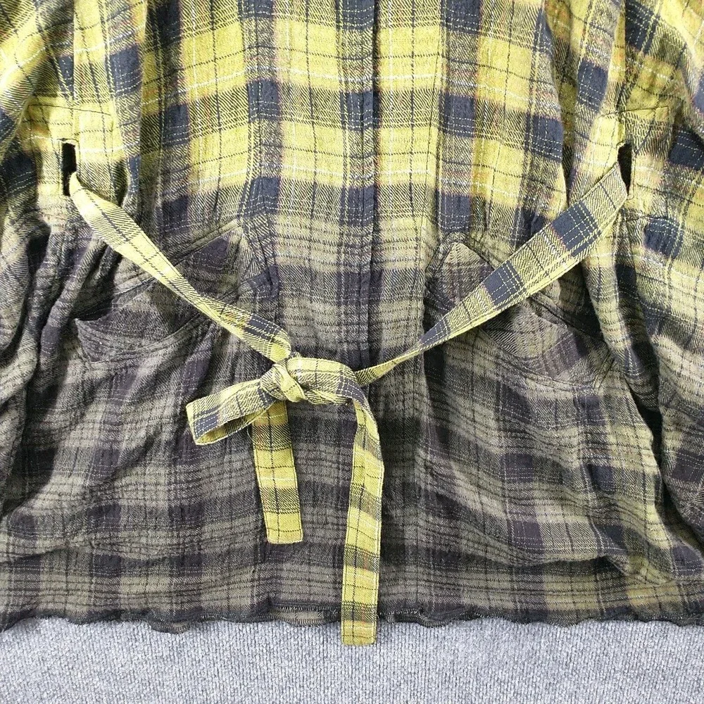 We The Free Yellow Green Plaid Button Down Shirt Jacket - Picture 4 of 12